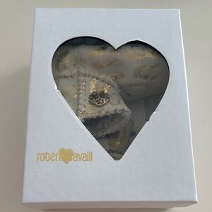 Roberto Cavalli Infant Booties in White and Gold